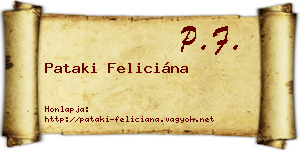 Pataki Feliciána névjegykártya